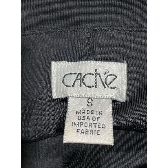 VTG Y2K Cache Dress Small Snakeskin Belt Dolman Sleeve Bubble Hem Black LBD - Picture 8 of 13